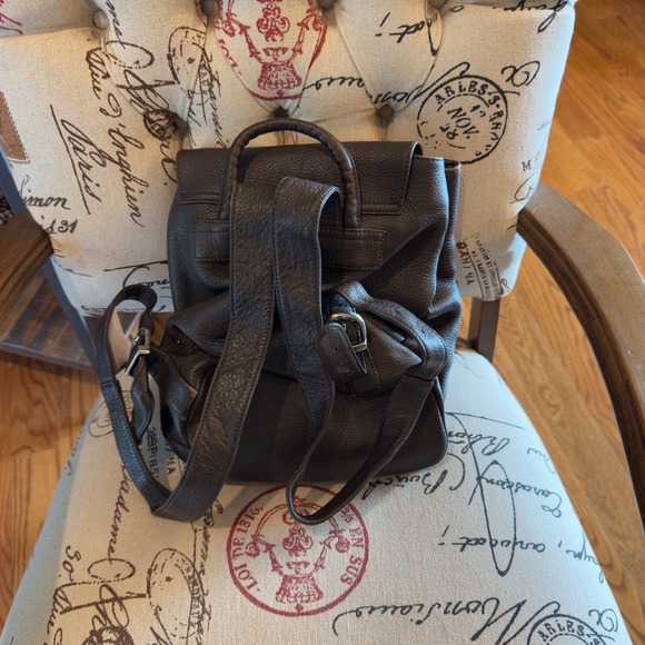 Eddie Bauer Vintage Brown Pebbled Leather Backpack Rucksack Drawstring 023-2591 main image 7